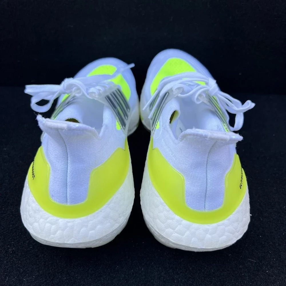 Men's Adidas UltraBoost 21 Running Shoes White / Black / Yellow Sz 8 FY0377